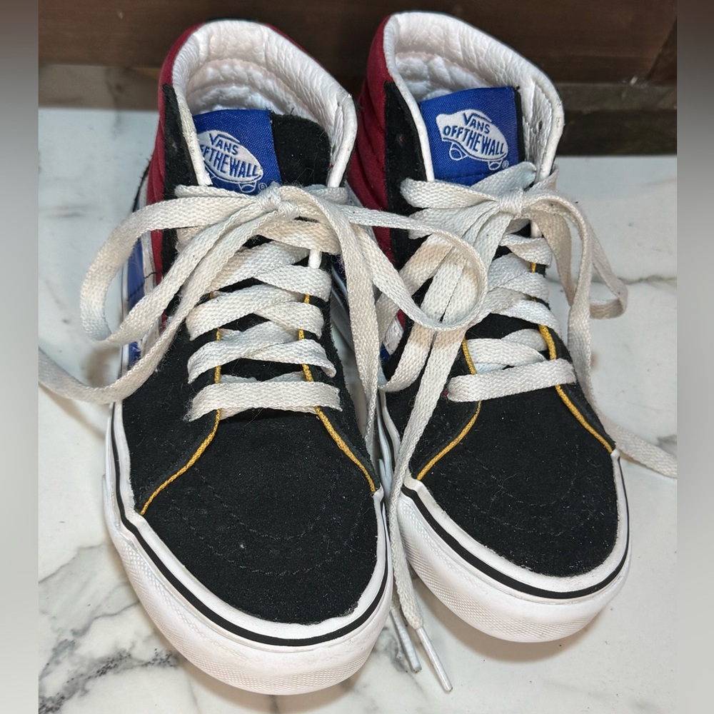 Vans Kids High-Top Sneakers - Black, Red, White, Blue Size 11.5c - Picture 3 of 9